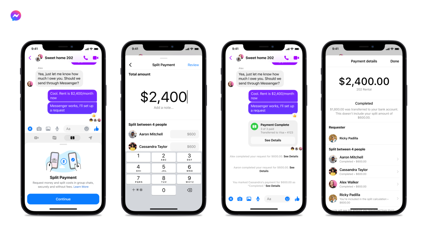 Facebook Messenger está probando una nueva función para dividir pagos
