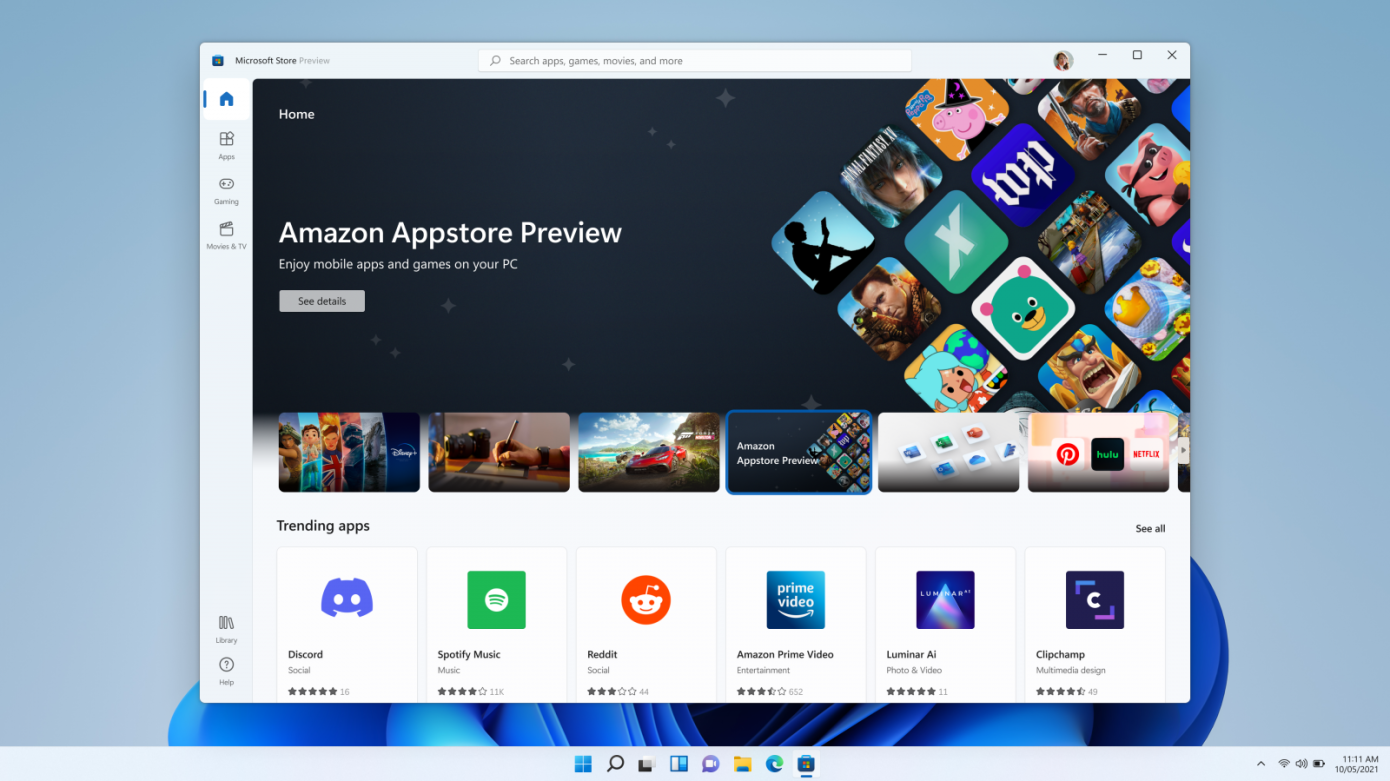 Microsoft lanza el acceso a la vista previa de Amazon Appstore en Windows 11