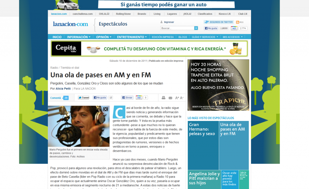 trapiche mal pautado en La Nacion